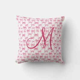 Monogram Eerste Letter Roze Strik Coquette Estheti Kussen