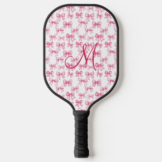 Monogram Eerste Letter Roze Strik Coquette Estheti Pickleball Paddle (Voorkant)