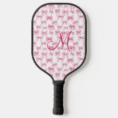 Monogram Eerste Letter Roze Strik Coquette Estheti Pickleball Paddle (Achterkant)