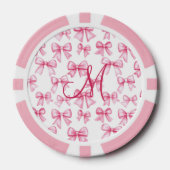 Monogram Eerste Letter Roze Strik Coquette Estheti Poker Chips (Voorkant)