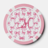 Monogram Eerste Letter Roze Strik Coquette Estheti Poker Chips (Achterkant)