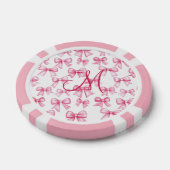 Monogram Eerste Letter Roze Strik Coquette Estheti Poker Chips (Enkel)