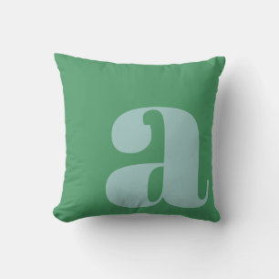 Monogram Eerste Letter Vet Licht Blauw Groen Kussen