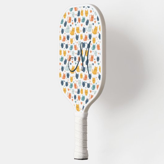 Monogram Eerste Letter Whimsical Cats Kittens Kat Pickleball Paddle (Links)