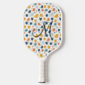 Monogram Eerste Letter Whimsical Cats Kittens Kat Pickleball Paddle (Achterkant)