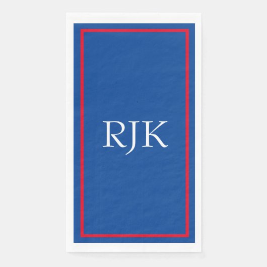 Monogram Eerste Letters Aangepast Rood Blauw Wit 2 Servet (Voorkant)