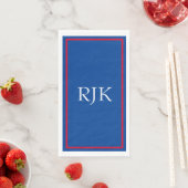 Monogram Eerste Letters Aangepast Rood Blauw Wit 2 Servet (Insitu)