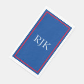 Monogram Eerste Letters Aangepast Rood Blauw Wit 2 Servet (Hoek)