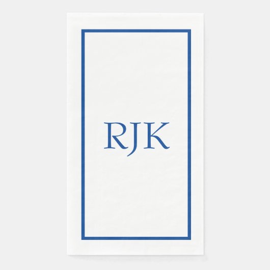 Monogram Eerste Letters Aangepaste Naam Blauw Tren Servet (Voorkant)