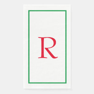 Monogram Eerste Letters Aangepaste Naam Rood Groen Servet