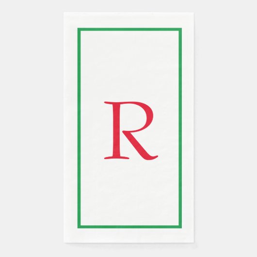 Monogram Eerste Letters Aangepaste Naam Rood Groen Servet (Voorkant)