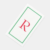 Monogram Eerste Letters Aangepaste Naam Rood Groen Servet (Hoek)