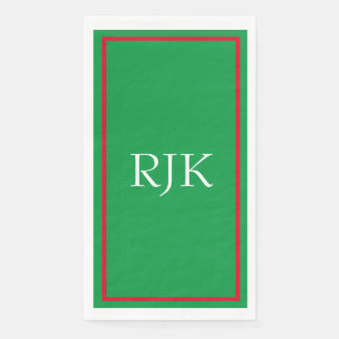 Monogram Eerste Letters Aangepaste Naam Rood Groen Servet