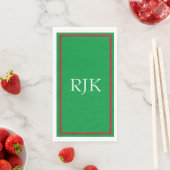 Monogram Eerste Letters Aangepaste Naam Rood Groen Servet (Insitu)