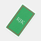 Monogram Eerste Letters Aangepaste Naam Rood Groen Servet (Hoek)