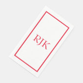 Monogram Eerste Letters Aangepaste Naam Rood Trend Servet (Hoek)