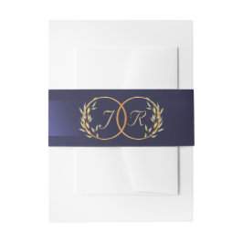 Monogram Eerste Letters - Blauw Uitnodigingen Wikkel