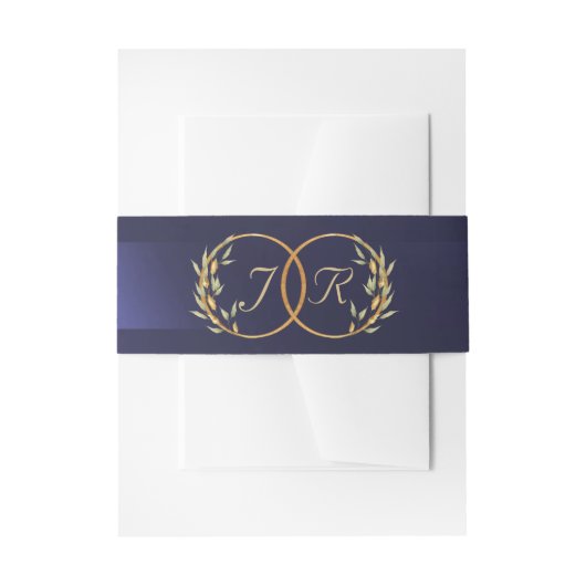 Monogram Eerste Letters - Blauw Uitnodigingen Wikkel (Voorkant Voorbeeld)