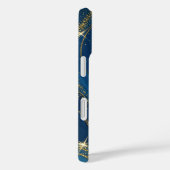 Monogram Eerste Letters Blauwe Gouden Glitters Case-Mate iPhone Case (Achterkant / Rechts)