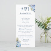 Monogram Eerste Letters Blauwe Hortensia Bloemen Menu (Staand voorkant)