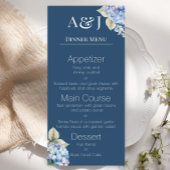 Monogram Eerste Letters Blauwe Hydrangeabloemen op Menu