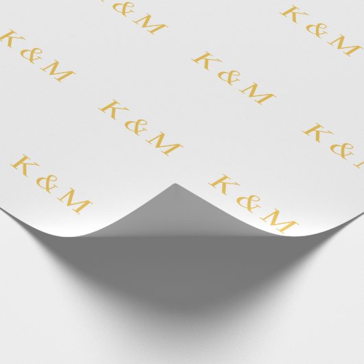 Monogram Eerste Letters Bruid Bruidegom Koppel Naa Cadeaupapier (Hoek)