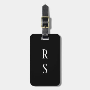 Monogram Eerste Letters Cadeau Zwart Wit Aangepast Bagagelabel
