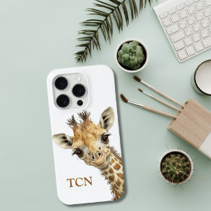 Monogram Eerste Letters Giraffe Schattig Aardig Wa iPhone 15 Pro Case