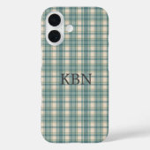 Monogram Eerste Letters Groen Blauw Beige Schotlan Case-Mate iPhone Case (Achterkant)