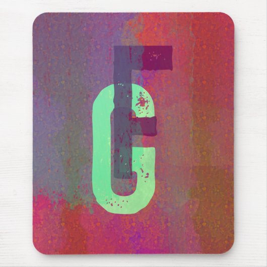 Monogram Eerste Letters Grunge Funky Paars Groen K Muismat (Voorkant)