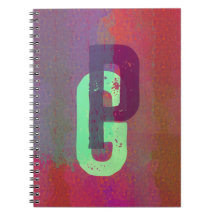 Monogram Eerste Letters Grunge Funky Paars Groen K
