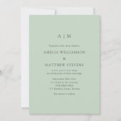 Monogram Eerste Letters Modern Mint Pistache Trouw Kaart (Voorkant)