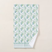 Monogram Eerste Letters Naam Eucalyptus Groene Tin Bad Handdoek (Handdoek)