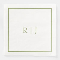 Monogram Eerste Letters Naam Mosgroen Trendy Trouw
