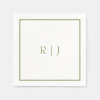 Monogram Eerste Letters Naam Mosgroen Trendy Trouw
