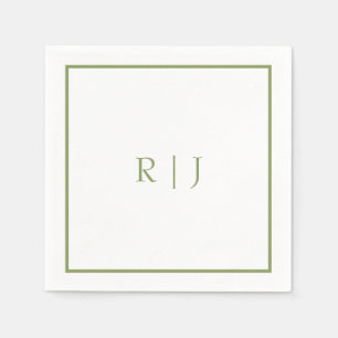 Monogram Eerste Letters Naam Mosgroen Trendy Trouw Servet