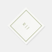 Monogram Eerste Letters Naam Mosgroen Trendy Trouw Servet (Hoek)