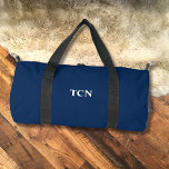 Monogram Eerste Letters Naam Navy Blauwwit Plunjezak<br><div class="desc">De perfecte sporttas voor de sportschool,  weekendjes weg of wanneer je dan ook moet inpakken.  Laat hem personaliseren met je initialen of een korte naam. Navy blauw en wit.</div>