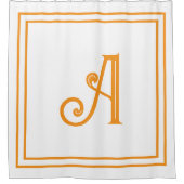 Monogram Eerste Letters Naam Oranje Wit Aangepast Douchegordijn (Voorkant)
