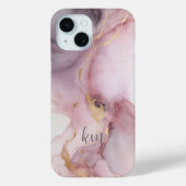 Monogram Eerste Letters Naam Roze Grijs Alcohol In Case-Mate iPhone Case (Achterkant)
