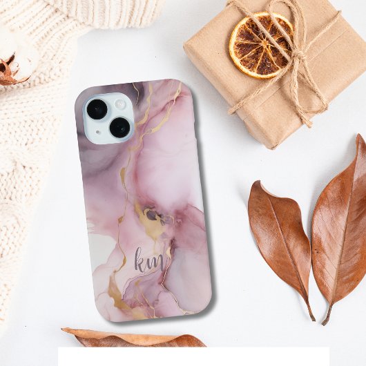 Monogram Eerste Letters Naam Roze Grijs Alcohol In Case-Mate iPhone Case