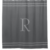 Monogram Eerste Letters Naam Strepen Donkergrijs K Douchegordijn (Voorkant)