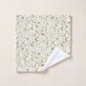 Monogram Eerste Letters Neutrale Boho Bloemen Bota Bad Handdoek (Wasdoekje)