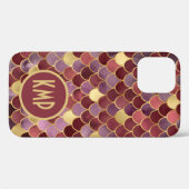 Monogram Eerste Letters Paars Goud Rood Zeemeermin Case-Mate iPhone Case (Achterkant (horizontaal))