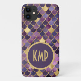 Monogram Eerste Letters Paars Goud Zeemeermin Schu Case-Mate iPhone 14 Pro Max Hoesje