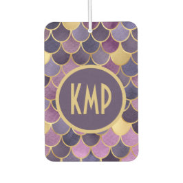 Monogram Eerste Letters Paars Goud Zeemeermin Schu Luchtverfrisser