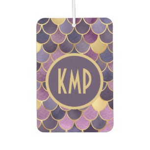 Monogram Eerste Letters Paars Goud Zeemeermin Schu Luchtverfrisser