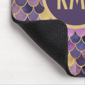 Monogram Eerste Letters Paars Goud Zeemeermin Schu Muismat (Hoek)