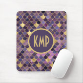 Monogram Eerste Letters Paars Goud Zeemeermin Schu Muismat (Met muis)