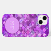 Monogram Eerste Letters Paars Zilver Zeemeermin Sc Case-Mate iPhone Case (Achterkant (horizontaal))
